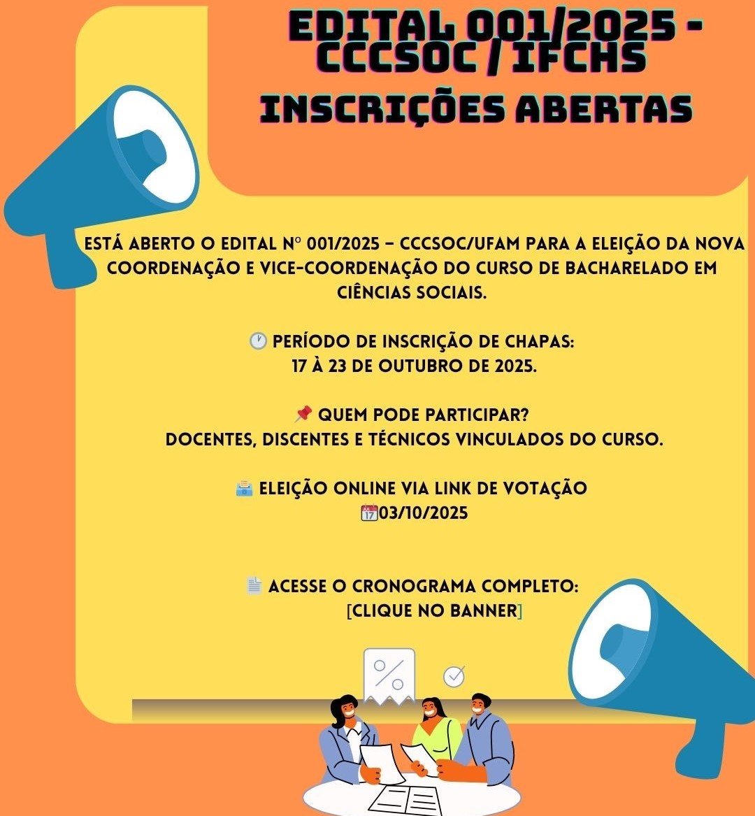 EDITAL ABERTO: Nova Gestão para coordenação do curso de Ciências Sociais - Bacharelado